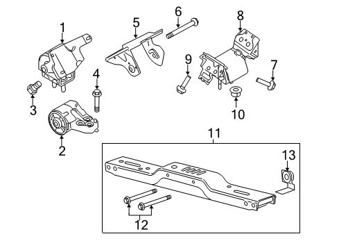2012 Ford F-150 Transmission Mount Diagram for AL3Z-6068-B