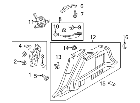 2019 Lincoln Nautilus Interior Trim - Quarter Panels Diagram