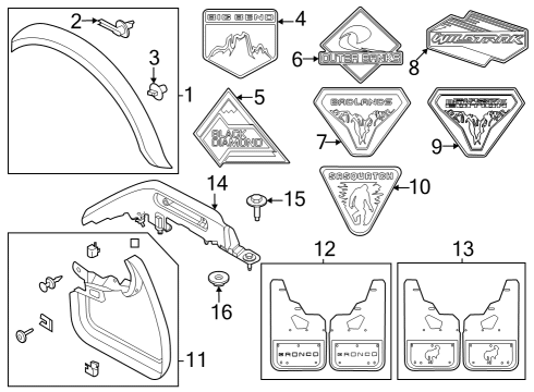 2024 Ford Bronco Exterior Trim - Fender Diagram