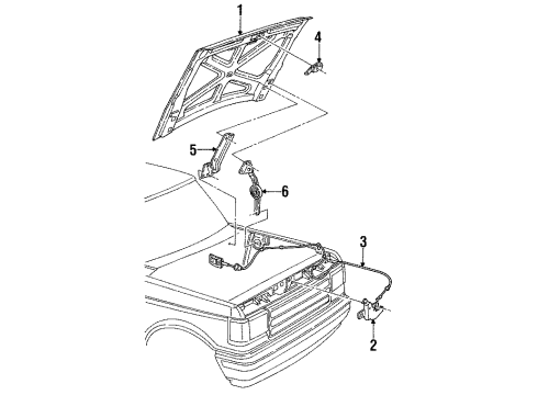 1993 Ford Bronco Hood & Components Diagram