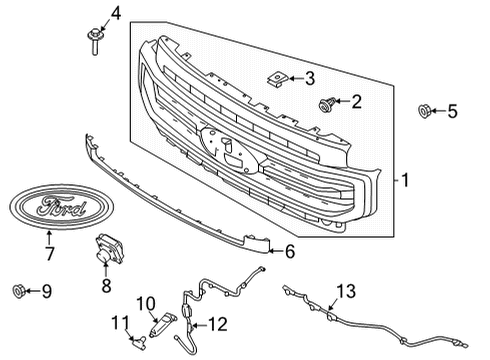 2021 Ford F-250 Super Duty Grille & Components Diagram 2 - Thumbnail