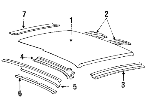 1990 Mercury Topaz Roof & Components Diagram