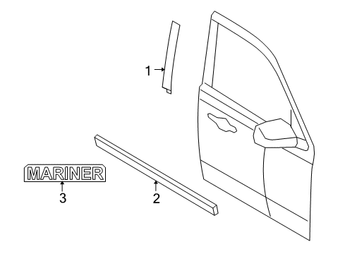 2011 Mercury Mariner Exterior Trim - Front Door Diagram