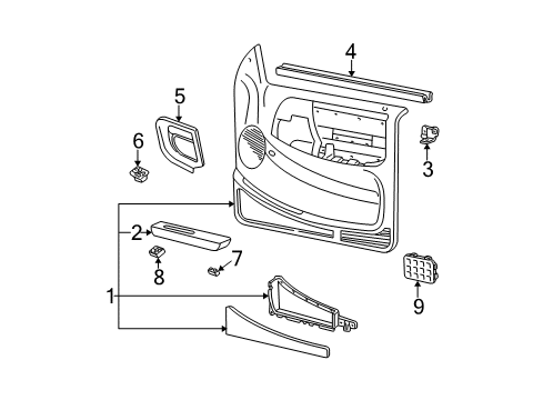 2000 Ford Ranger Interior Trim - Front Door Diagram