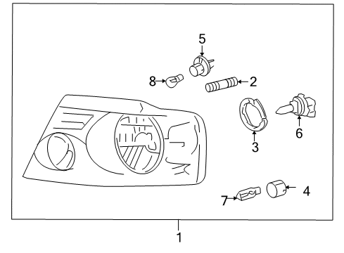 2007 Lincoln Mark LT Headlamp Components Diagram
