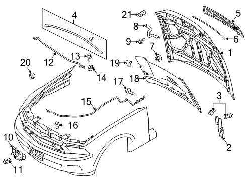 2011 Ford Mustang Hood & Components Diagram 2 - Thumbnail