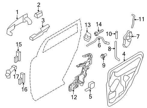 2009 Ford Edge Rear Door - Lock & Hardware Diagram