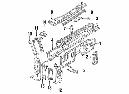 1989 Ford F-150 Cab Cowl Diagram 2 - Thumbnail