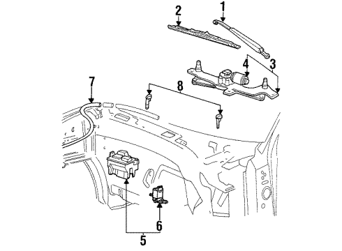 1998 Lincoln Navigator Wiper & Washer Components Diagram 2 - Thumbnail