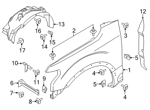 2015 Ford F-150 Fender, Front Passenger Side Diagram for VL3Z-16005-C