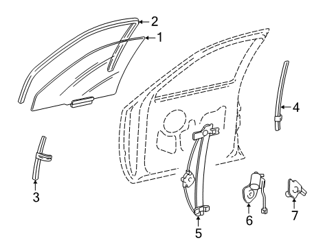 2003 Lincoln Town Car Glass - Door Diagram