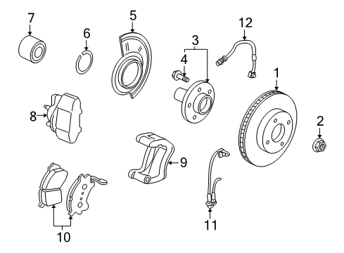 2006 Mercury Mariner Caliper Mount, Front Diagram for YL8Z-2B292-AA
