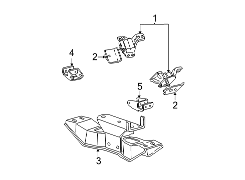 2000 Ford Mustang Engine & Trans Mounting Diagram