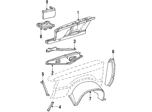 1984 Mercury Marquis Inner Components - Fender Diagram