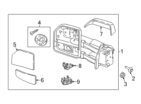 2016 Ford F-150 Mirror, Front Passenger Side Diagram for FL3Z-17682-AB