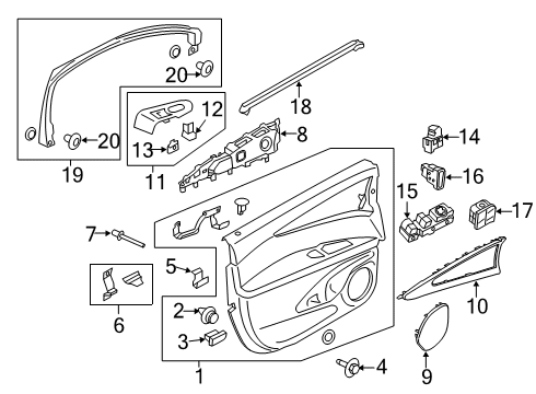 2019 Lincoln Nautilus Interior Trim - Front Door Diagram
