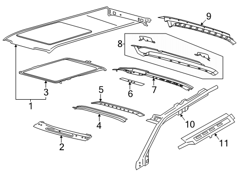 2025 Lincoln Navigator Panel Assembly - Roof Diagram for SL1Z-7850202-A