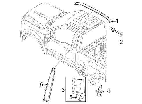2023 Ford F-350 Super Duty Exterior Trim - Cab Diagram 3 - Thumbnail