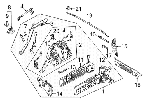 2024 Ford Mustang Mach-E Structural Components & Rails Diagram