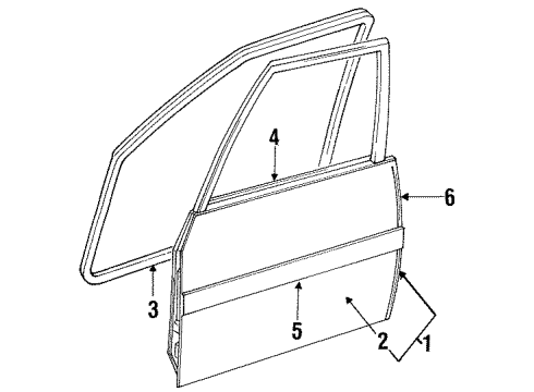 1994 Ford Escort Exterior Trim - Front Door Diagram