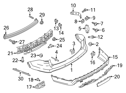 2016 Ford Explorer Bumper & Components - Rear Diagram 6 - Thumbnail