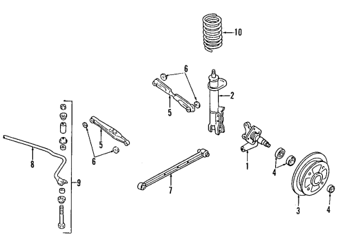 1992 Mercury Capri Lower Control Arm - Rear Diagram