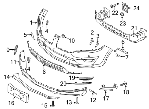 2016 Lincoln MKC Bumper & Components - Front Diagram