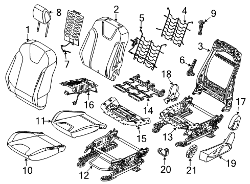 2016 Ford Focus Headrest, Black, Front Diagram for F1EZ-54611A08-AB