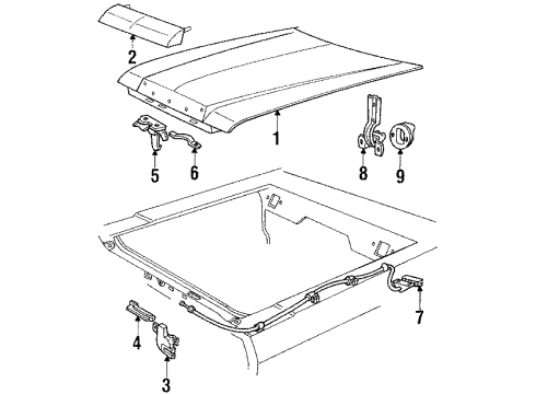 1986 Ford LTD Hood & Components Diagram 2 - Thumbnail