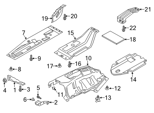 2019 Ford Ranger Under Cover & Splash Shields Diagram