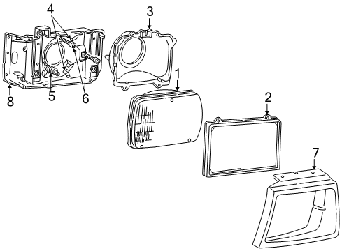 2002 Ford E-150 Econoline Headlamp Components Diagram