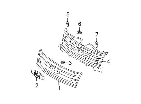 2009 Ford Edge Grille & Components Diagram