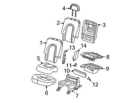 2002 Mercury Mountaineer Seat Back Frame, Rear Center Diagram for 1L2Z-78613A38-DA