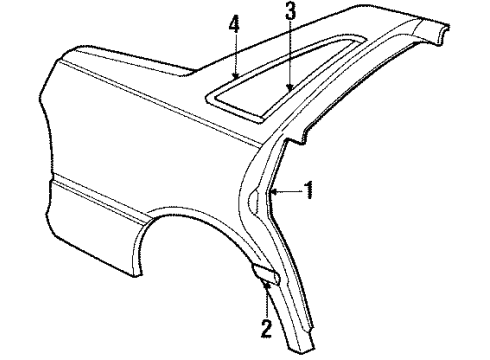 1990 Mercury Topaz Quarter Panel & Components Diagram