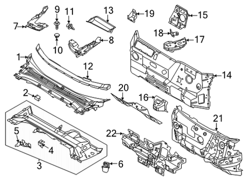 2024 Ford Mustang Mach-E Cowl Diagram