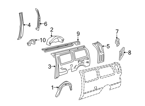2009 Ford E-250 Inner Structure & Rails - Side Panel Diagram