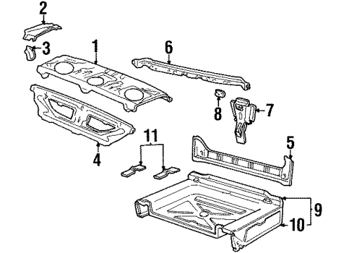 2000 Lincoln Town Car Package Tray Support Reinforcement, Driver Side Diagram for F8VZ-5446775-AA