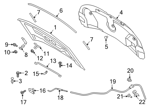 2024 Ford Explorer Hood & Components Diagram