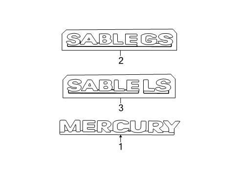 2003 Mercury Sable Exterior Trim - Lift Gate Diagram