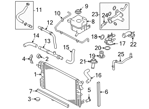 2006 Ford Five Hundred Radiator & Components Diagram