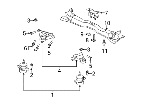 2010 Ford Mustang Engine & Trans Mounting Diagram 2 - Thumbnail