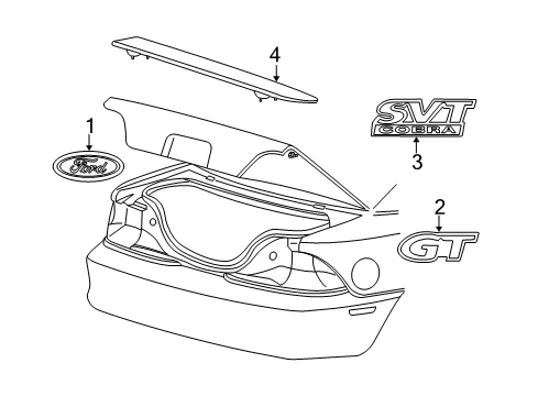 2000 Ford Mustang Exterior Trim - Trunk Diagram