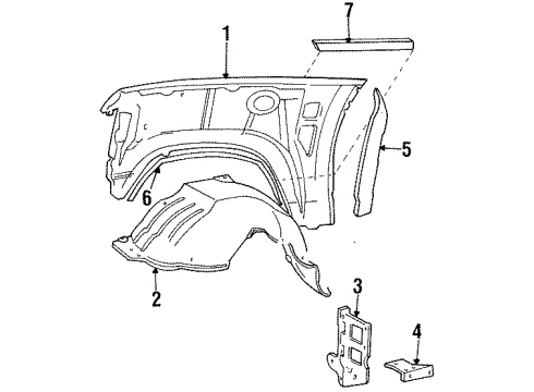 1993 Ford Bronco Exterior Trim - Fender Diagram
