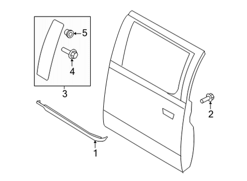2021 Ford F-150 Exterior Trim - Rear Door Diagram 3 - Thumbnail