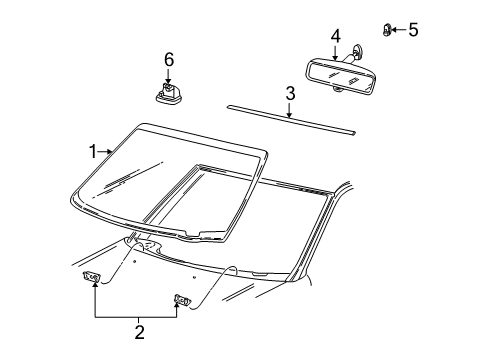 2002 Lincoln Blackwood Glass, Front Diagram for F65Z-1503100-AA