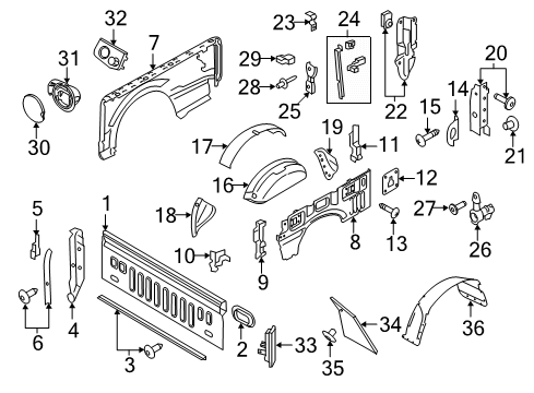 2020 Ford F-250 Super Duty Panel Assembly - Body Side Inner Diagram for LC3Z-9827865-B