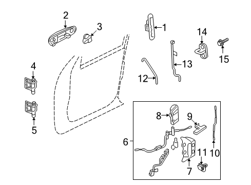 2010 Ford Explorer Sport Trac Front Door - Lock & Hardware Diagram