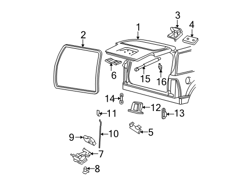 2006 Ford Explorer Gate & Hardware Diagram