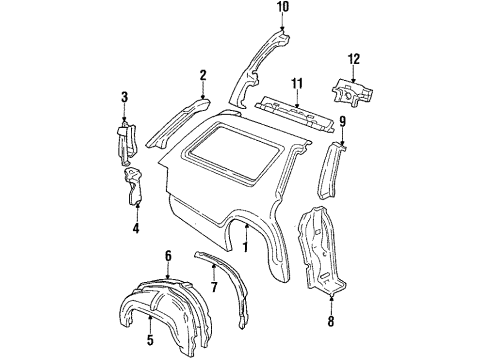 1985 Ford LTD Quarter Panel & Components Diagram 4 - Thumbnail