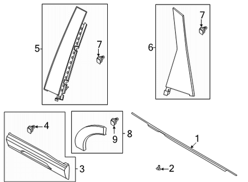 2024 Ford Bronco Sport Exterior Trim - Rear Door Diagram